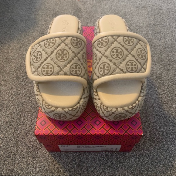 Tory Burch T Monogram Platform Bubble Slides Sz 8 - Picture 10 of 11